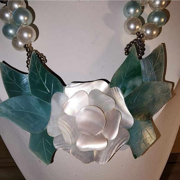 1970's Lee Sands Vintage Mother Of Pearl Inlay Flower 20" - Picture 2 of 9